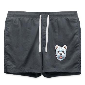 West Highland Terrier Hunderasse Cartoon Kawaii Ill - Badeshorts - Anthrazit - Vorne - AI Model Male 185 light (185cm)
