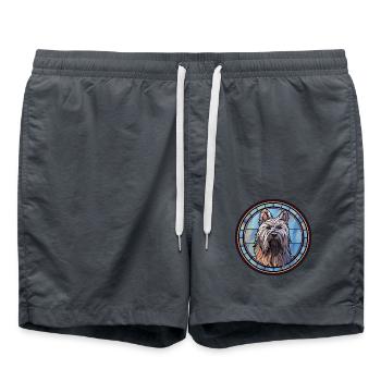 Skye Terrier Hunderasse Buntes Glas - Badeshorts - Anthrazit - Vorne - AI Model Male 185 light (185cm)