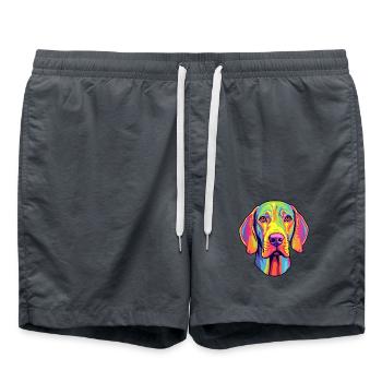 Plott Hund Hund Rasse Cartoon Kawaii Illustration - Badeshorts - Anthrazit - Vorne - AI Model Male 185 light (185cm)