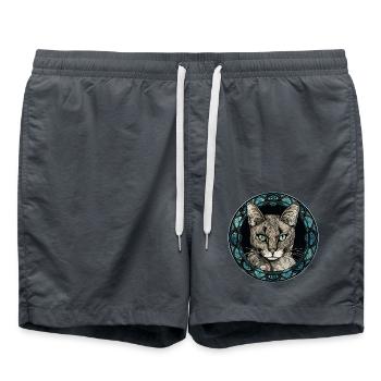 Javanische Katzenrasse Aquarellglas - Badeshorts - Anthrazit - Vorne - AI Model Male 185 light (185cm)