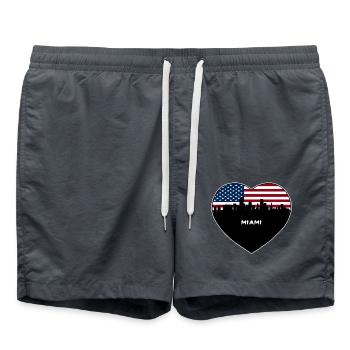 Miami Florida USA Flagge Skyline Reise Souvenir - Badeshorts - Anthrazit - Vorne - AI Model Male 185 light (185cm)