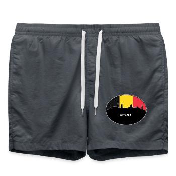 Gent Belgien Flagge Skyline Silhouette Reisen - Badeshorts - Anthrazit - Vorne - AI Model Male 185 light (185cm)