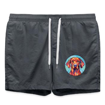 Rhodesian Ridgeback Hunderasse buntes Aquarell - Badeshorts - Anthrazit - Vorne - AI Model Male 185 light (185cm)