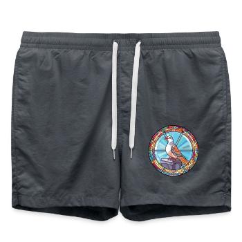Taube Buntes Aquarell Tier Haustier Illustration - Badeshorts - Anthrazit - Vorne - AI Model Male 185 light (185cm)
