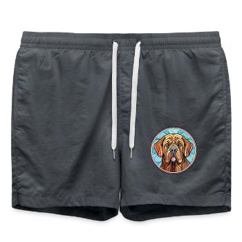 Mastiff Hunderasse bunte Aquarell-Illustration - Badeshorts - Anthrazit - Vorne - AI Model Male 185 light (185cm)