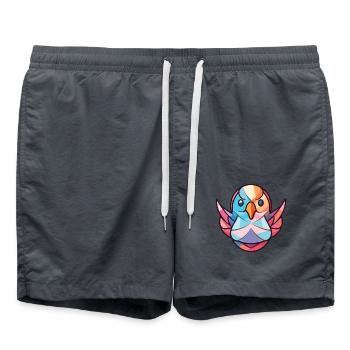 Taube buntes Aquarell Tier Haustier Illustration - Badeshorts - Anthrazit - Vorne - AI Model Male 185 light (185cm)