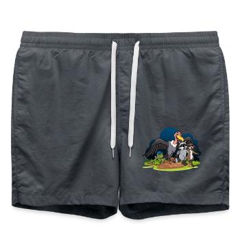 Tierbande - Geier, Waschbären und Raupe Nacht - Badeshorts - Anthrazit - Vorne - AI Model Male 185 light (185cm)