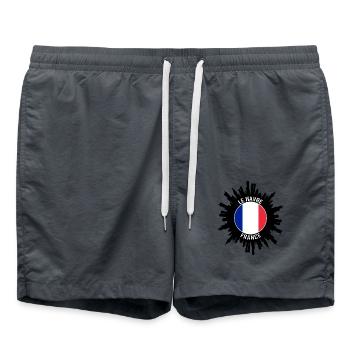 Le Havre Skyline Frankreich Flagge Reise-Souvenir - Badeshorts - Anthrazit - Vorne - AI Model Male 185 light (185cm)