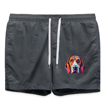 Bruno Jura Hund Rasse Aquarell Illustration - Badeshorts - Anthrazit - Vorne - AI Model Male 185 light (185cm)