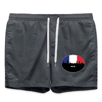 Nizza Frankreich Flagge Skyline Reise Souvenir - Badeshorts - Anthrazit - Vorne - AI Model Male 185 light (185cm)