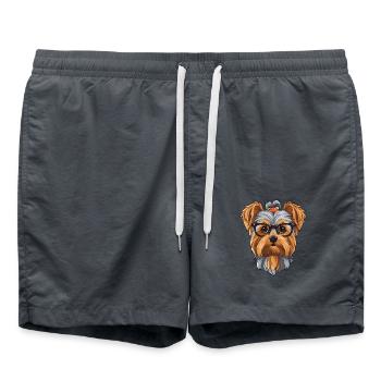 Yorkshire Terrier Hunderasse Aquarell Karikatur Kaw - Badeshorts - Anthrazit - Vorne - AI Model Male 185 light (185cm)