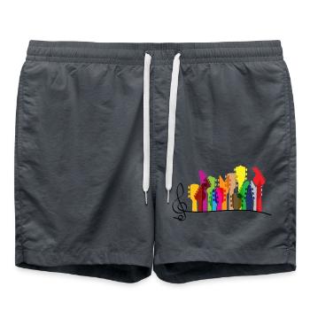 Farbige Gitarre mit Musikleiste, Regenbogen - Badeshorts - Anthrazit - Vorne - AI Model Male 185 light (185cm)