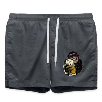 Affe mit Bier Biertrinkershirt Geschenk - Badeshorts - Anthrazit - Vorne - AI Model Male 185 light (185cm)