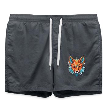 Gelehrter Fuchs Buntes Aquarell Tier Haustier Karikatur - Badeshorts - Anthrazit - Vorne - AI Model Male 185 light (185cm)