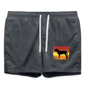 Broholmer Hundeliebhaber Silhouette Vintage Sonnenuntergang - Badeshorts - Anthrazit - Vorne - AI Model Male 185 light (185cm)
