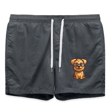 Norfolk Terrier Hunderasse Aquarell Cartoon Kawai - Badeshorts - Anthrazit - Vorne - AI Model Male 185 light (185cm)