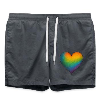 Rainbow Heart – Liebe in allen Farben - Badeshorts - Anthrazit - Vorne - AI Model Male 185 light (185cm)
