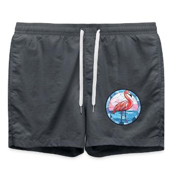 Flamingo Bunte Aquarell-Tierillustration - Badeshorts - Anthrazit - Vorne - AI Model Male 185 light (185cm)
