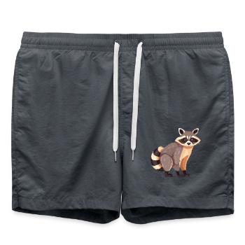 Waschbär buntes Aquarell Cartoon Kawaii Tier - Badeshorts - Anthrazit - Vorne - AI Model Male 185 light (185cm)