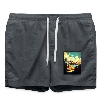 Oslo Norwegen Vintage Reiseposter WPA Souvenir - Badeshorts - Anthrazit - Vorne - AI Model Male 185 light (185cm)