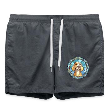Dunker Hund Rasse Buntes Glas Buntes Aquarell - Badeshorts - Anthrazit - Vorne - AI Model Male 185 light (185cm)