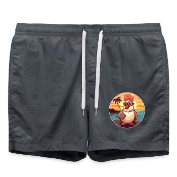 Hahn Niedlich Lustige Karikatur Kawaii Buch Strand - Badeshorts - Anthrazit - Vorne - AI Model Male 185 light (185cm)