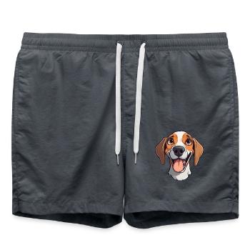 Harrier Hunderasse Aquarell Karikatur Kawaii Clipar - Badeshorts - Anthrazit - Vorne - AI Model Male 185 light (185cm)
