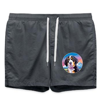 Appenzeller Sennenhund Hunderasse Cartoon Kawaii Wa - Badeshorts - Anthrazit - Vorne - AI Model Male 185 light (185cm)