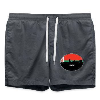 Minsk Weißrussland Flagge Skyline Silhouette Reisen - Badeshorts - Anthrazit - Vorne - AI Model Male 185 light (185cm)