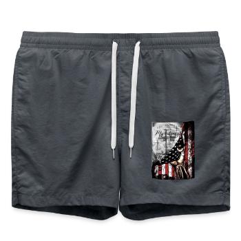 Düstere Patriotische Flaggenhand - Badeshorts - Anthrazit - Vorne - AI Model Male 185 light (185cm)