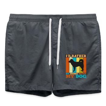 Alaskan Klee Kai Hundeliebhaber Silhouette Retro Sonnenuntergang - Badeshorts - Anthrazit - Vorne - AI Model Male 185 light (185cm)