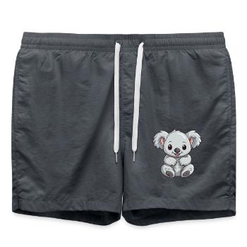 Koala-Karikatur-Kawaii-Aquarell-Illustration - Badeshorts - Anthrazit - Vorne - AI Model Male 185 light (185cm)
