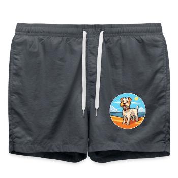 Sporting Lucas Terrier Hunderasse Cartoon Kawaii - Badeshorts - Anthrazit - Vorne - AI Model Male 185 light (185cm)