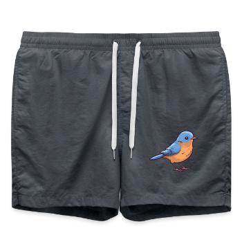 Östliche Blauvogel-Karikatur-Kawaii-Illustration - Badeshorts - Anthrazit - Vorne - AI Model Male 185 light (185cm)