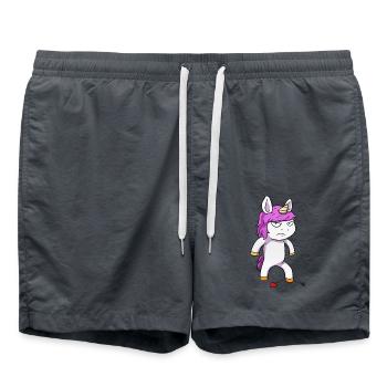Angry Unicorn Wütendes Einhorn - Badeshorts - Anthrazit - Vorne - AI Model Male 185 light (185cm)