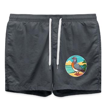 Taube Aquarell Cartoon Kawaii Clipart Tier - Badeshorts - Anthrazit - Vorne - AI Model Male 185 light (185cm)