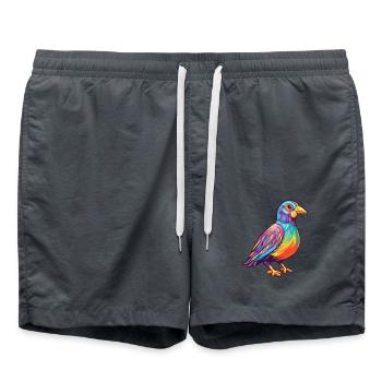 Rebhuhn bunte Aquarell-Karikatur Kawaii Anima - Badeshorts - Anthrazit - Vorne - AI Model Male 185 light (185cm)