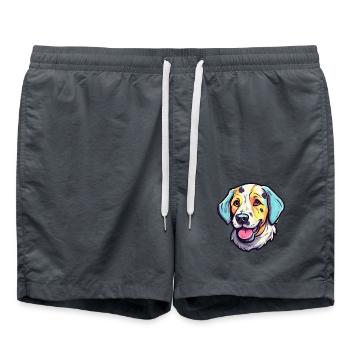 Akbash Hunderasse Aquarell Karikatur Kawaii Colorfu - Badeshorts - Anthrazit - Vorne - AI Model Male 185 light (185cm)