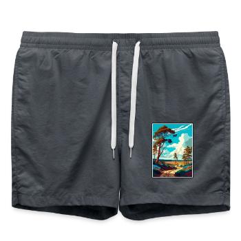 Hoge Veluwe Niederlande Vintage Reiseposter WPA - Badeshorts - Anthrazit - Vorne - AI Model Male 185 light (185cm)