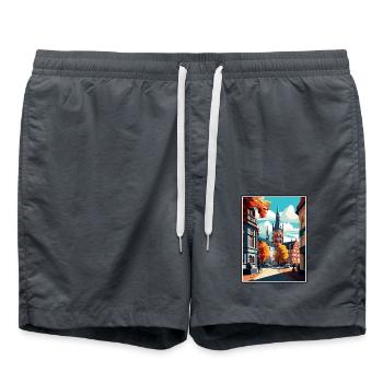 Darmstadt Deutschland Vintage Reiseposter Souvenir - Badeshorts - Anthrazit - Vorne - AI Model Male 185 light (185cm)