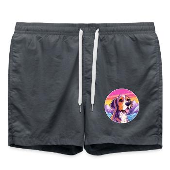 Andalusischer Jagdhund Rasse Cartoon Kawaii Watercol - Badeshorts - Anthrazit - Vorne - AI Model Male 185 light (185cm)