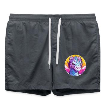 Drache Aquarell Karikatur Kawaii Haustier Tier Farbe - Badeshorts - Anthrazit - Vorne - AI Model Male 185 light (185cm)