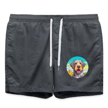 Slowakische Cuvac Hunderasse Karikatur Kawaii Aquarell - Badeshorts - Anthrazit - Vorne - AI Model Male 185 light (185cm)