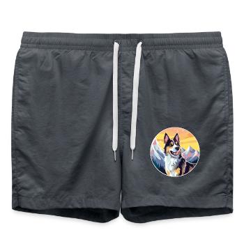 Schweizer Laufhund Hunderasse Cartoon Kawaii Waterc - Badeshorts - Anthrazit - Vorne - AI Model Male 185 light (185cm)