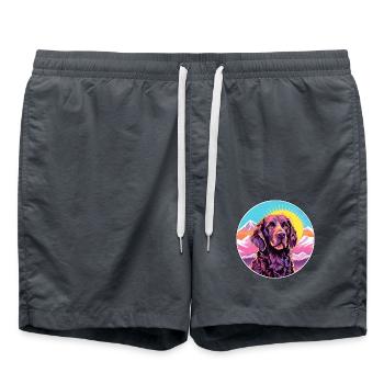Pudelpointer Hunderasse Cartoon Kawaii Aquarell - Badeshorts - Anthrazit - Vorne - AI Model Male 185 light (185cm)