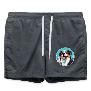 Dunker Hunderasse Cartoon Kawaii Aquarell - Badeshorts - Anthrazit - Vorne - AI Model Male 185 light (185cm)