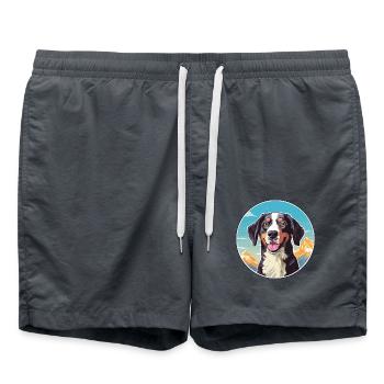 Deutsche Bracke Hunderasse Cartoon Kawaii Watercolo - Badeshorts - Anthrazit - Vorne - AI Model Male 185 light (185cm)