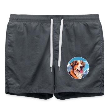 Akbash Hunderasse Karikatur Kawaii Aquarell - Badeshorts - Anthrazit - Vorne - AI Model Male 185 light (185cm)