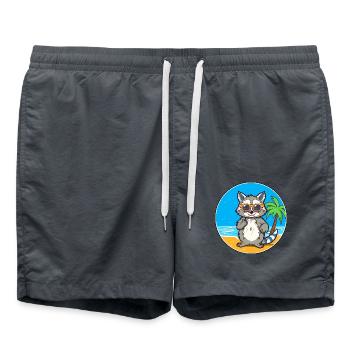 Waschbär Aquarell Cartoon Kawaii Clipart Tier - Badeshorts - Anthrazit - Vorne - AI Model Male 185 light (185cm)