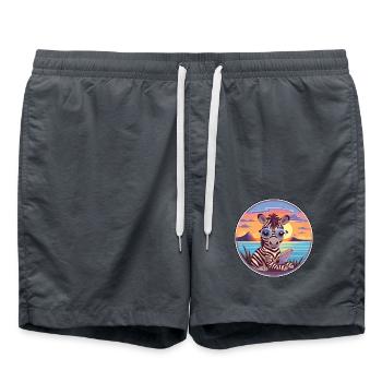 Zebra-niedlicher lustiger Cartoon Kawaii-Buch-Strand - Badeshorts - Anthrazit - Vorne - AI Model Male 185 light (185cm)